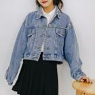 Perforated Buttoned Denim Jacket