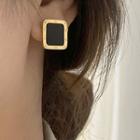 Rectangle Stainless Steel Earring 1 Pair - Gold & Black - One Size