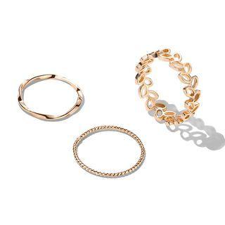 Set Of 3: Alloy Ring (various Designs) 3 Pcs - Gold - One Size