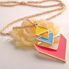 Triangle Contrast Color Necklace One Size