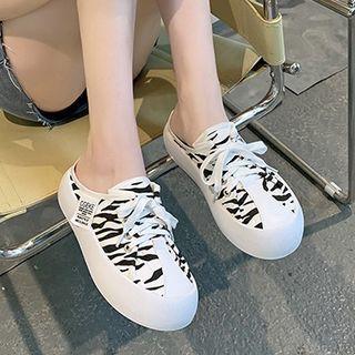 Animal Print Lace Up Canvas Sneakers
