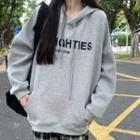 Long-sleeve Lettering Hoodie / Plaid Wide-leg Pants