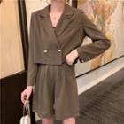 Cropped Double-breasted Blazer / High-waist Shorts