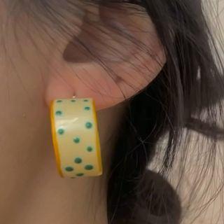 Color Block Dotted Earring Yellow - 1436a#