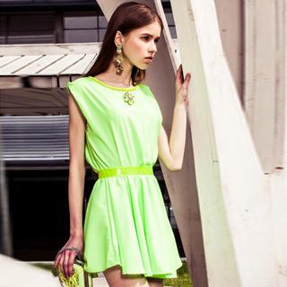 Jeweled Sleeveless Dress Neon Green - One Size
