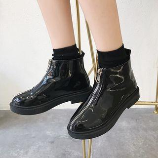 Zip-front Chunky Heel Ankle Boots