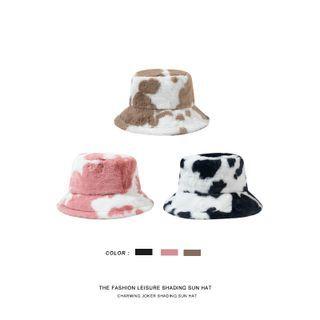 Cow Print Fluffy Bucket Hat