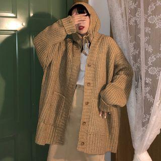 Hooded Tie-neck Cardigan