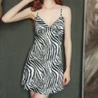 Spaghetti Strap Zebra Print Night Dress