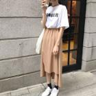 Asymmetric Hem A-line Midi Skirt