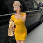 Short-sleeve Lettuce Edge Sheath Dress / Shirt