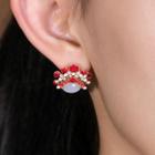 Non-matching 925 Sterling Silver Gemstone Chinese Opera Earring 1 Pair - Red - One Size