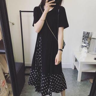 Mock Two-piece Dots Pattern Dress