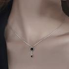 Disc Pendant Sterling Silver Necklace Black & Silver - One Size