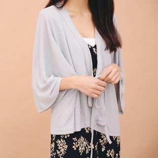 3/4-sleeve Tie-waist Cardigan
