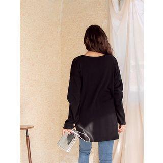 Plus Size Relaxed-fit Slit-hem Boxy T-shirt