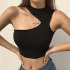 Off-shoulder Plain Knit Crop Top