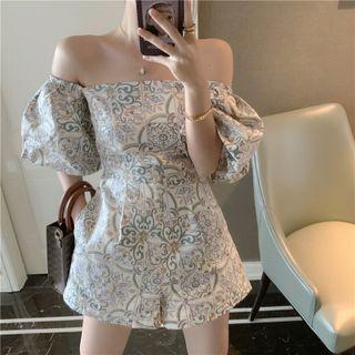 Short-sleeve Printed Romper