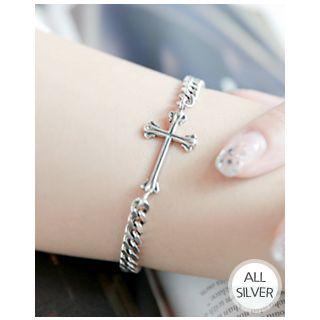 Cross-charm Silver Chain Bracelet