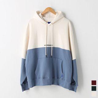Brushed-fleece Lined Two-tone Hoodie