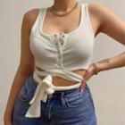 Tie-waist Cropped Henley Tank Top