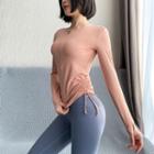 Long-sleeve Drawstring Half-zip Sports T-shirt