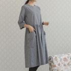 3/4-sleeve Dual-pocket Empire Dress