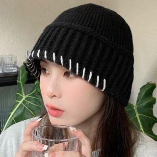 Contrast Stitching Knit Beanie