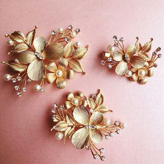 Set Of 3: Bridal Embellished Floral Hair Clip