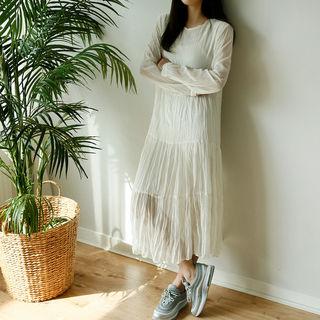 Crinkled Long Chiffon Dress