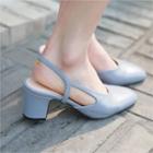 Chunky-heel Sling Back Pumps