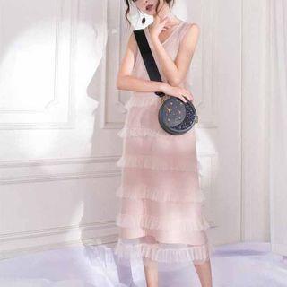Mesh Ruffle Sleeveless Dress