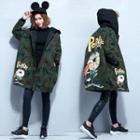 Hooded Camouflage Printed Coat