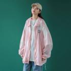 Heart Applique Tie-dyed Zip Jacket