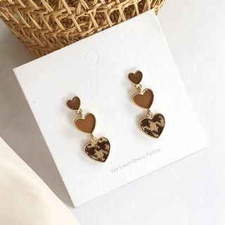 Fabric Alloy Heart Dangle Earring