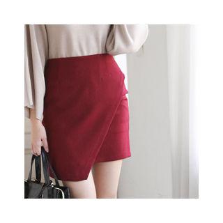 Wrap-front Zip-back Skirt