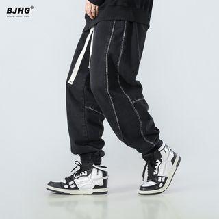Contrast Stitching Denim Sweatpants