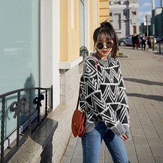 Patterned Wool Blend Knit Top