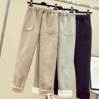 High-waist Fleece-lined Straight Leg Pants