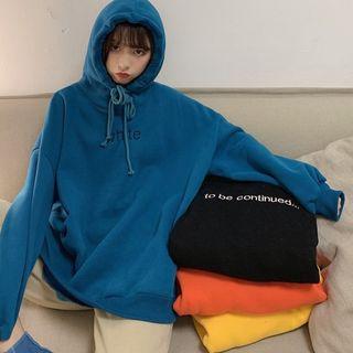 Lettering Print Fleece-lined Hoodie (various Designs)
