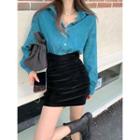 Long-sleeve Shirt / Mini Fitted Skirt