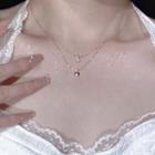 Rhinestone Heart Pendant Layered Necklace