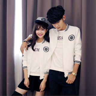 Couple Matching Applique Zip Jacket