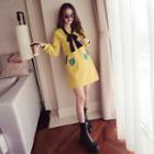 Cactus Embroidered Long Sleeve Dress