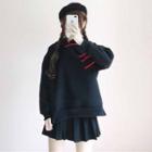 Chinese Character Embroidered Hoodie As Shown In Figure - One Size