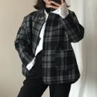 Plaid Button Jacket As Shown In Figure - One Size