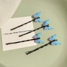 Alloy Butterfly Hair Pin 4 Pcs - Blue & Black - One Size