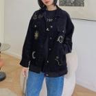 Embroidered Button Corduroy Jacket