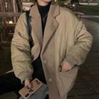 Mock Two-piece Quilted Button-up Jacket Khaki - One Size