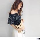 Flutter Sleeve Smocked Neck Print Top